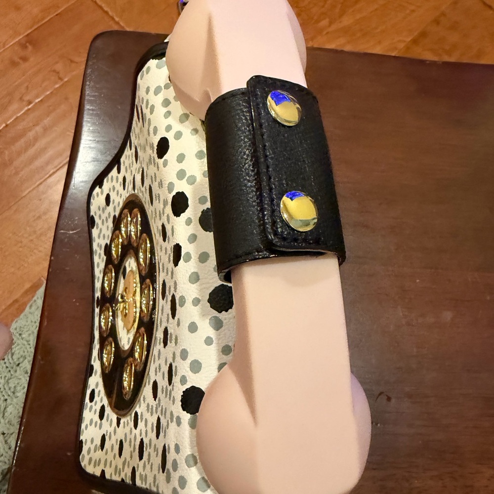 EUC Y2K Vintage Betsey Johnson Navy and Grey Polka Dot Phone Shoulder Bag - Picture 4 of 11